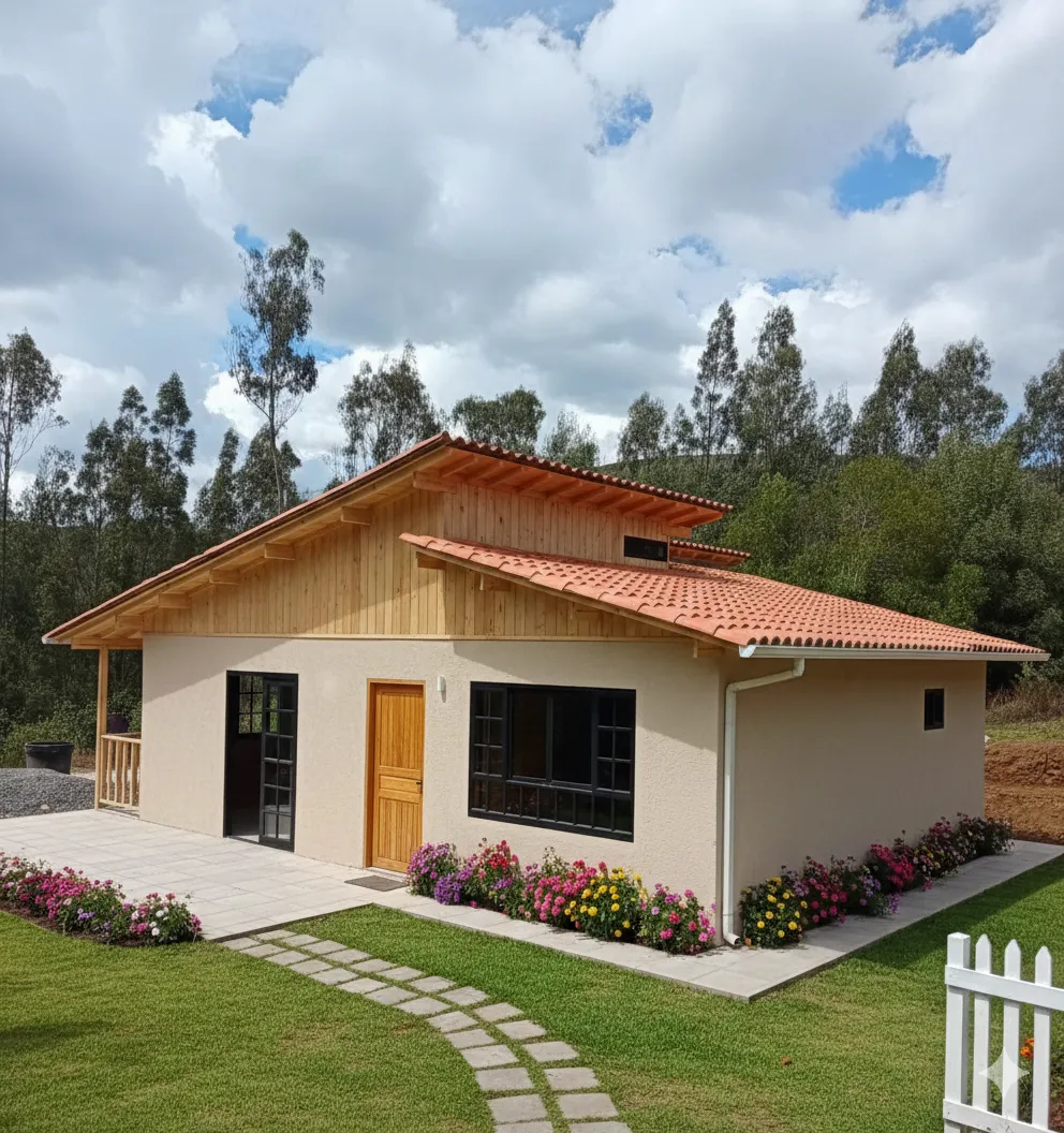 Casa con terminaciones y jardín terminado